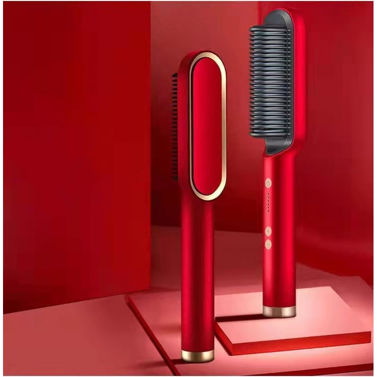 Hair Straightener Brush Ceramic Flat Iron Cordless Design and Adjustable Temperature Control