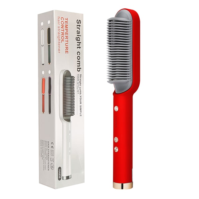 Hair Straightener Brush Ceramic Flat Iron Cordless Design and Adjustable Temperature Control