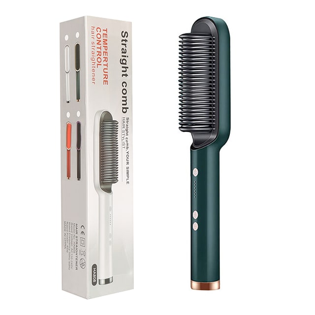Hair Straightener Brush Ceramic Flat Iron Cordless Design and Adjustable Temperature Control