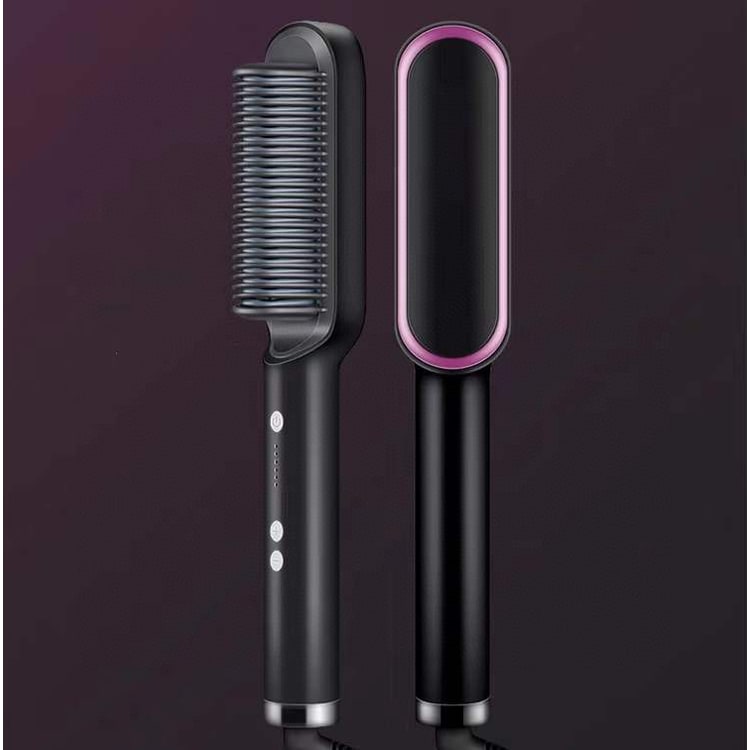 Hair Straightener Brush Ceramic Flat Iron Cordless Design and Adjustable Temperature Control