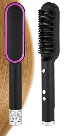 Hair Straightener Brush Ceramic Flat Iron Cordless Design and Adjustable Temperature Control
