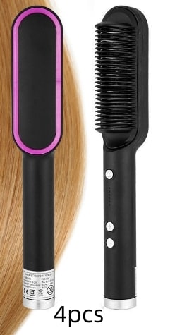 Hair Straightener Brush Ceramic Flat Iron Cordless Design and Adjustable Temperature Control