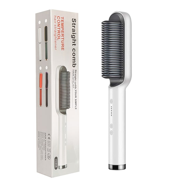 Hair Straightener Brush Ceramic Flat Iron Cordless Design and Adjustable Temperature Control