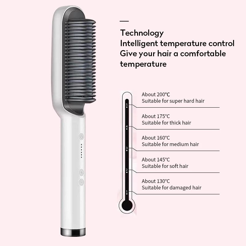 Hair Straightener Brush Ceramic Flat Iron Cordless Design and Adjustable Temperature Control