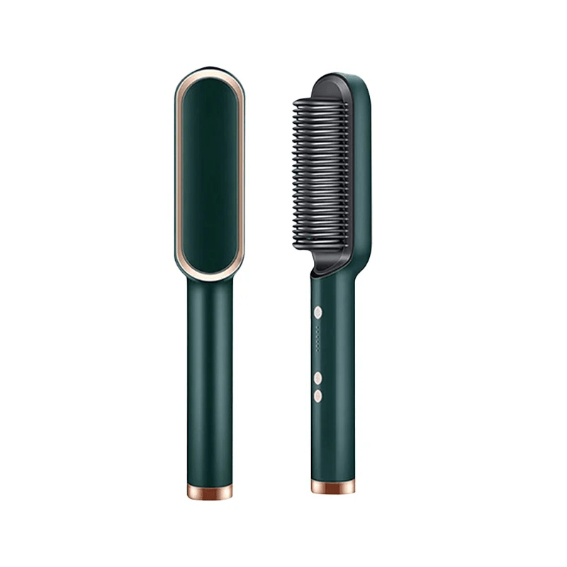 Electric Hair Straightener Brush with Ionic Ceramic Teeth and Temperature Control