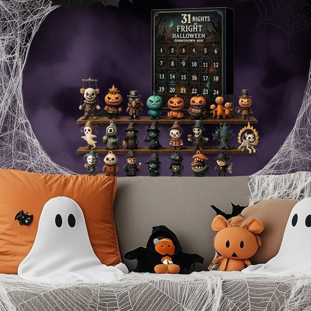 Halloween Advent Calendar Countdown with Toy Figurines for Family Decoration