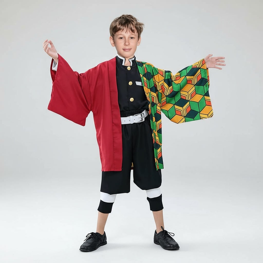 Halloween Anime Cosplay Costume and Outfits with Haori Jacket Checkered Pattern
