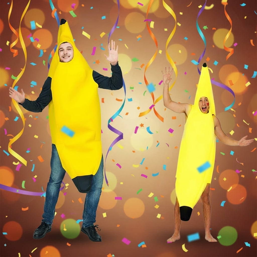 Halloween Banana Costume Suit with Face Cutout and Slip-On Design