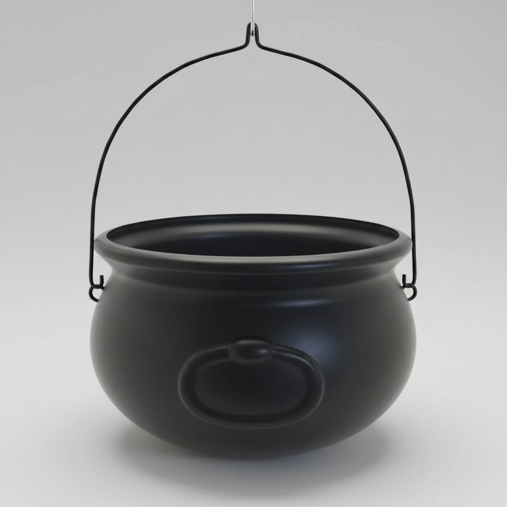 Halloween Candy Bucket Cauldron with Witch Handle for Treat Storage and Party Decoration