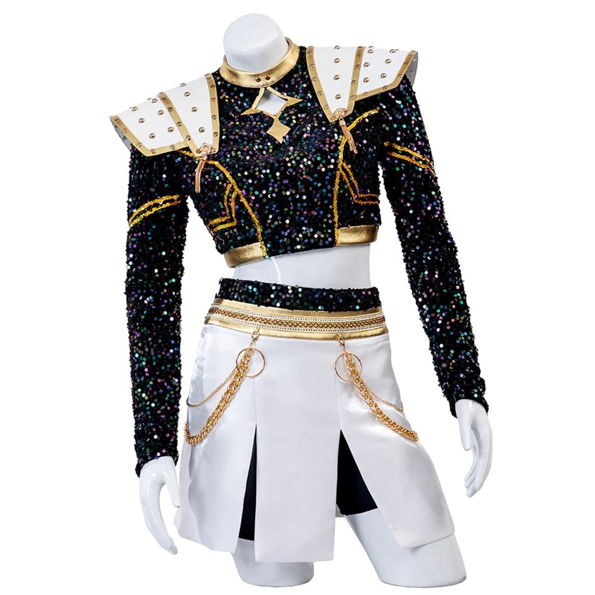 Halloween Cosplay Cheerleader Costume and Outfit Two Piece Set with Cropped Top Pleated Skirt