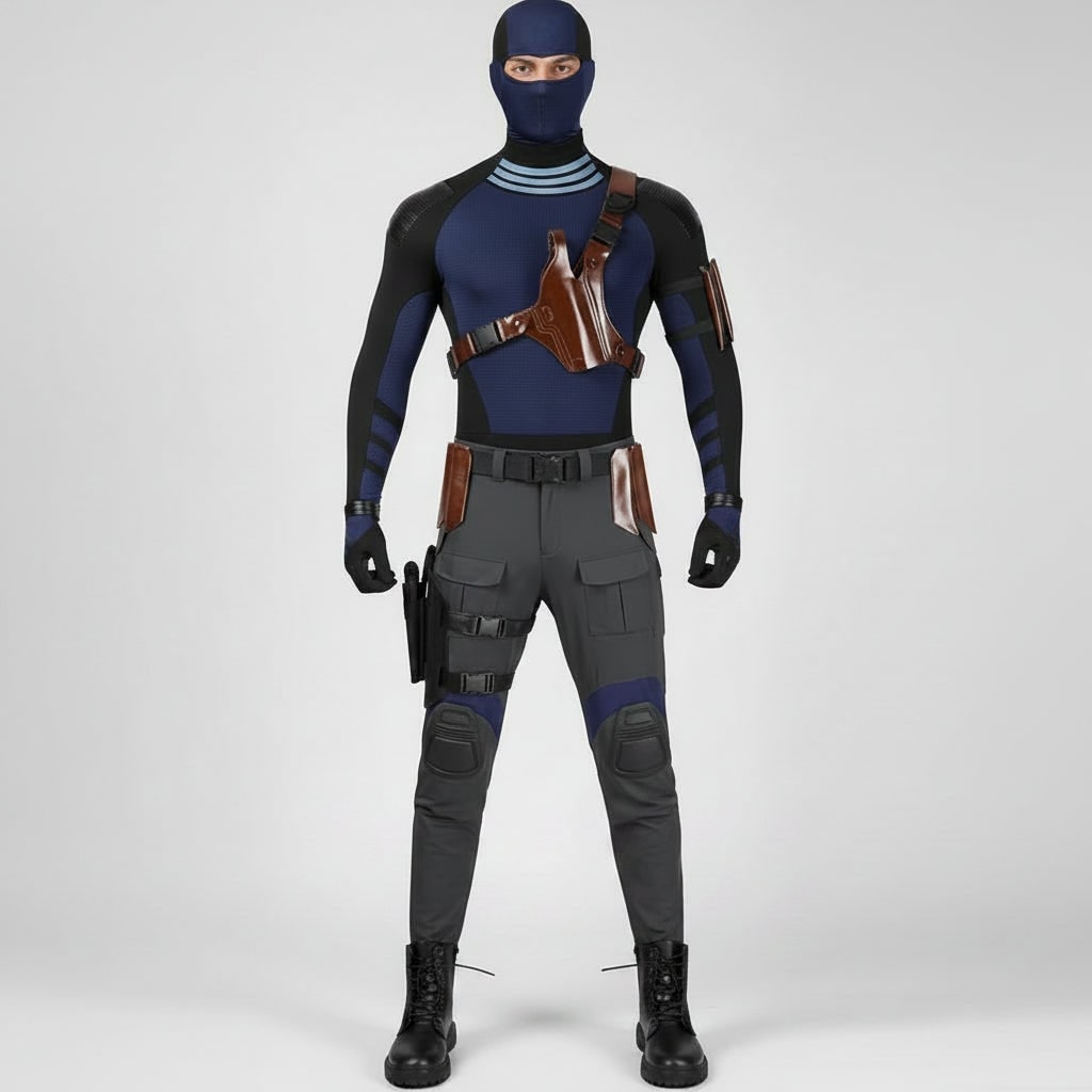 Halloween Cosplay Superhero Costume Set with Tactical Mask Harness and Gloves