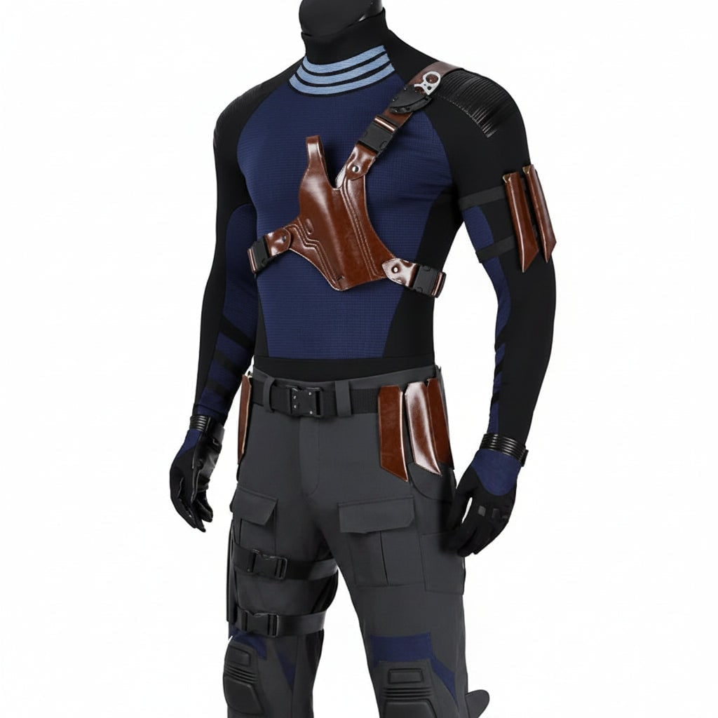 Halloween Cosplay Superhero Costume Set with Tactical Mask Harness and Gloves