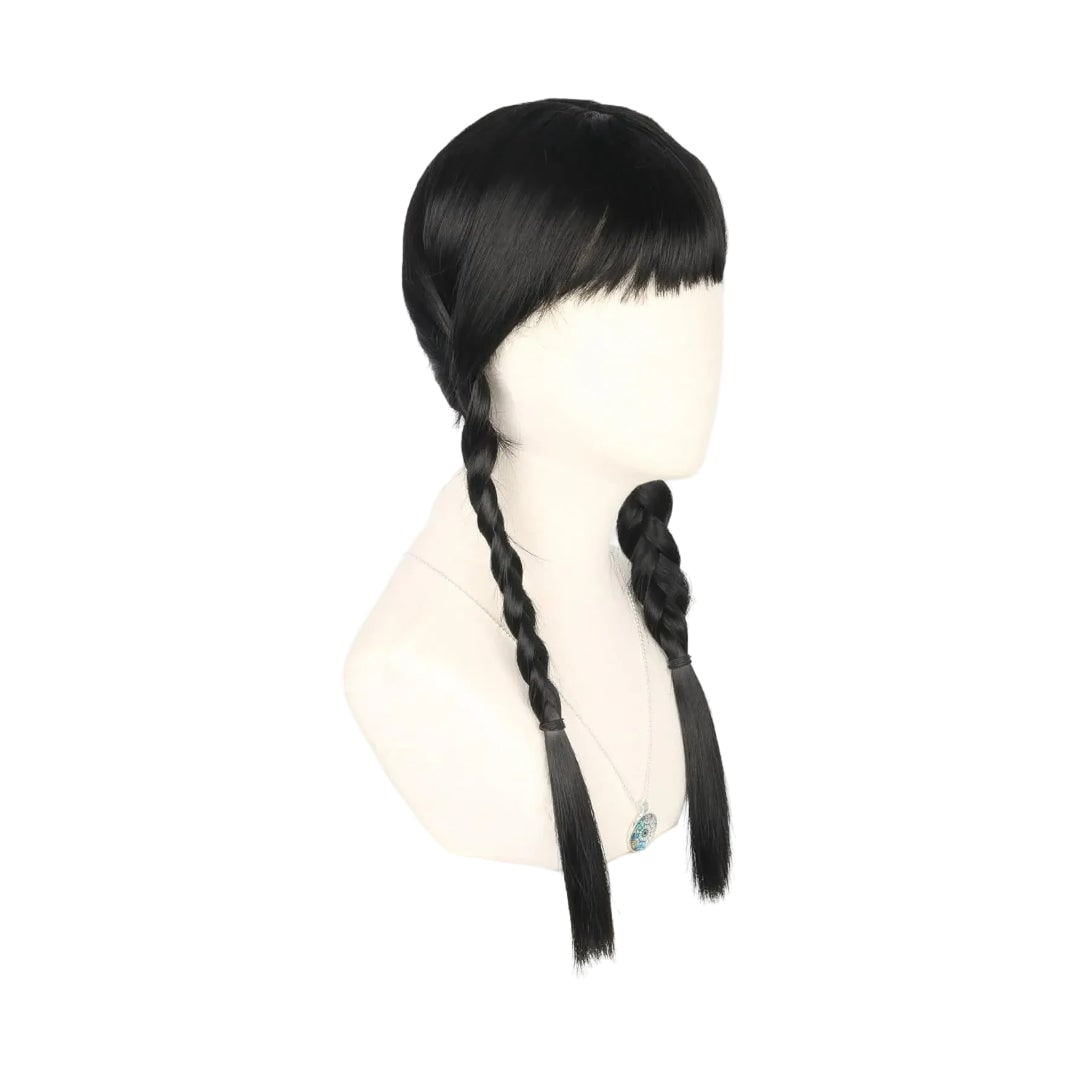 Halloween Costume Wig Braided Hair with Straight Bangs for Epic Cosplay and Dress Up