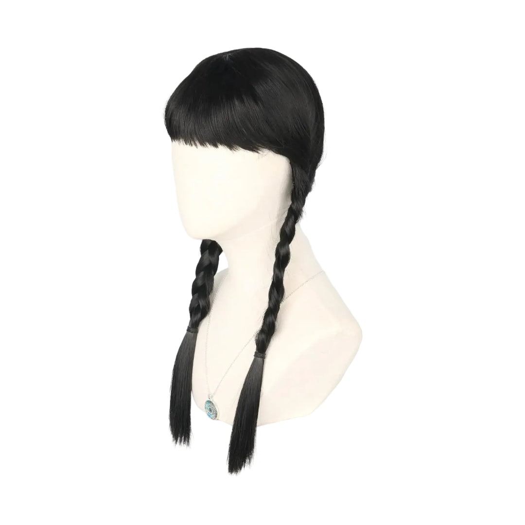 Halloween Costume Wig Braided Hair with Straight Bangs for Epic Cosplay and Dress Up