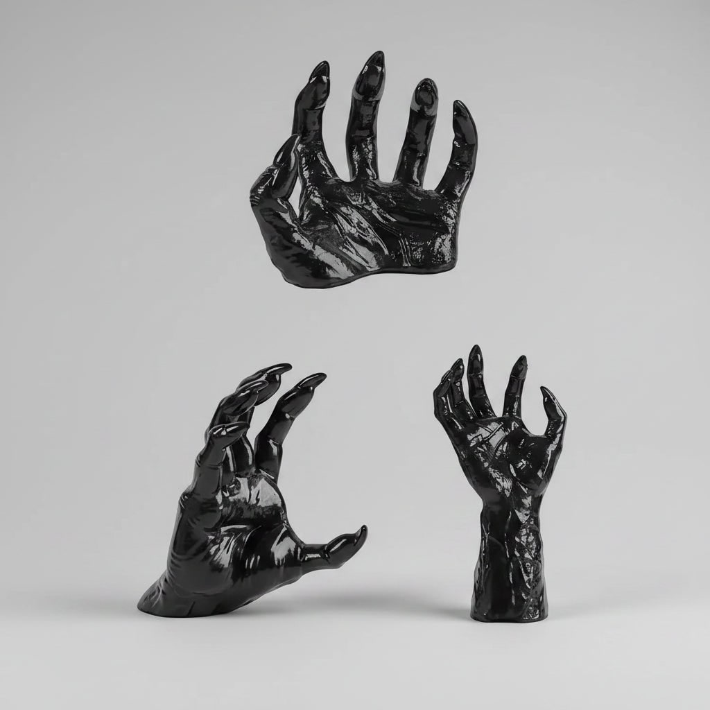 Halloween Creepy Hand Wall Decor Candle Holder with Textured Gothic Design Large Canvas Art