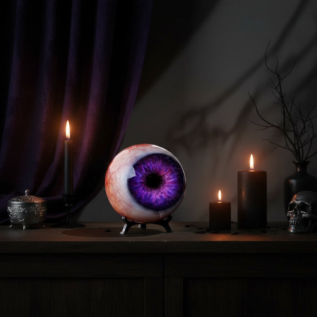 Halloween Eyeball Decor with Witch and Pink Porch Display Stand for Front Door Party Decoration