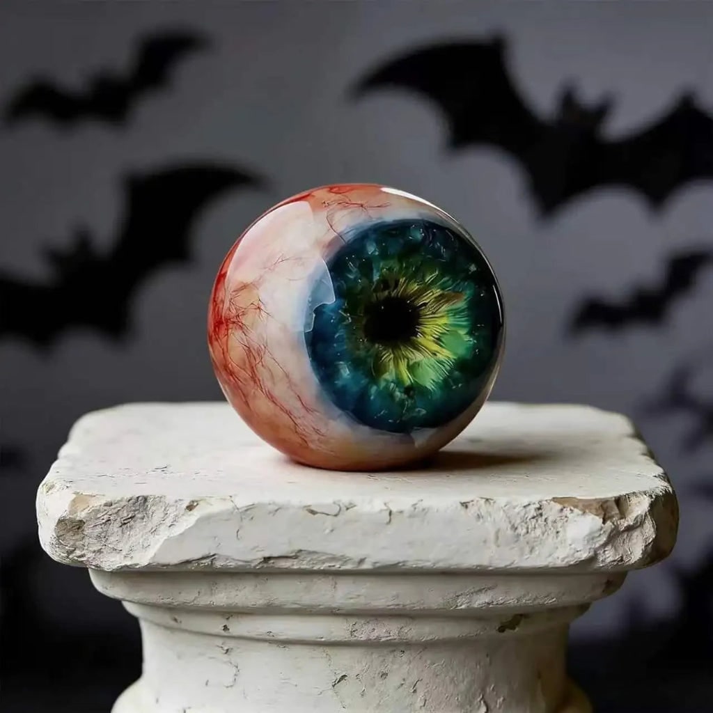 Halloween Eyeball Decor with Witch and Pink Porch Display Stand for Front Door Party Decoration