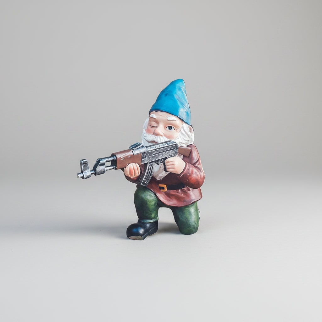 Halloween Funny Garden Gnome Figurine Resin Tactical Rifle Shooting Pose Outdoor Decoration Statue