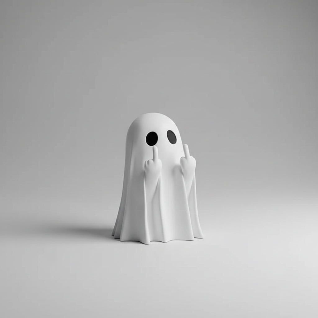 Halloween Ghost Decor Figurine with Middle Finger Gesture Tabletop Decoration Inflatable