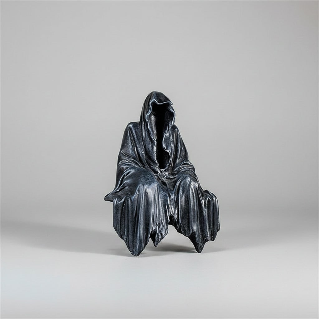Halloween Grim Reaper Statue Spooky Gothic Resin Decoration for Haunted House Party