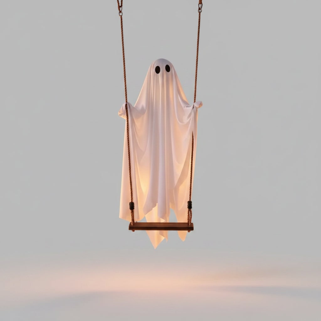 Halloween Hanging Ghost Decoration with LED Light and Swing for Outdoor Yard Party Decor