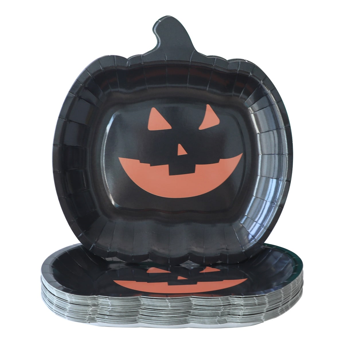 Halloween Heavy Duty Disposable Paper Plates with Pumpkin Jack-O-Lantern Design
