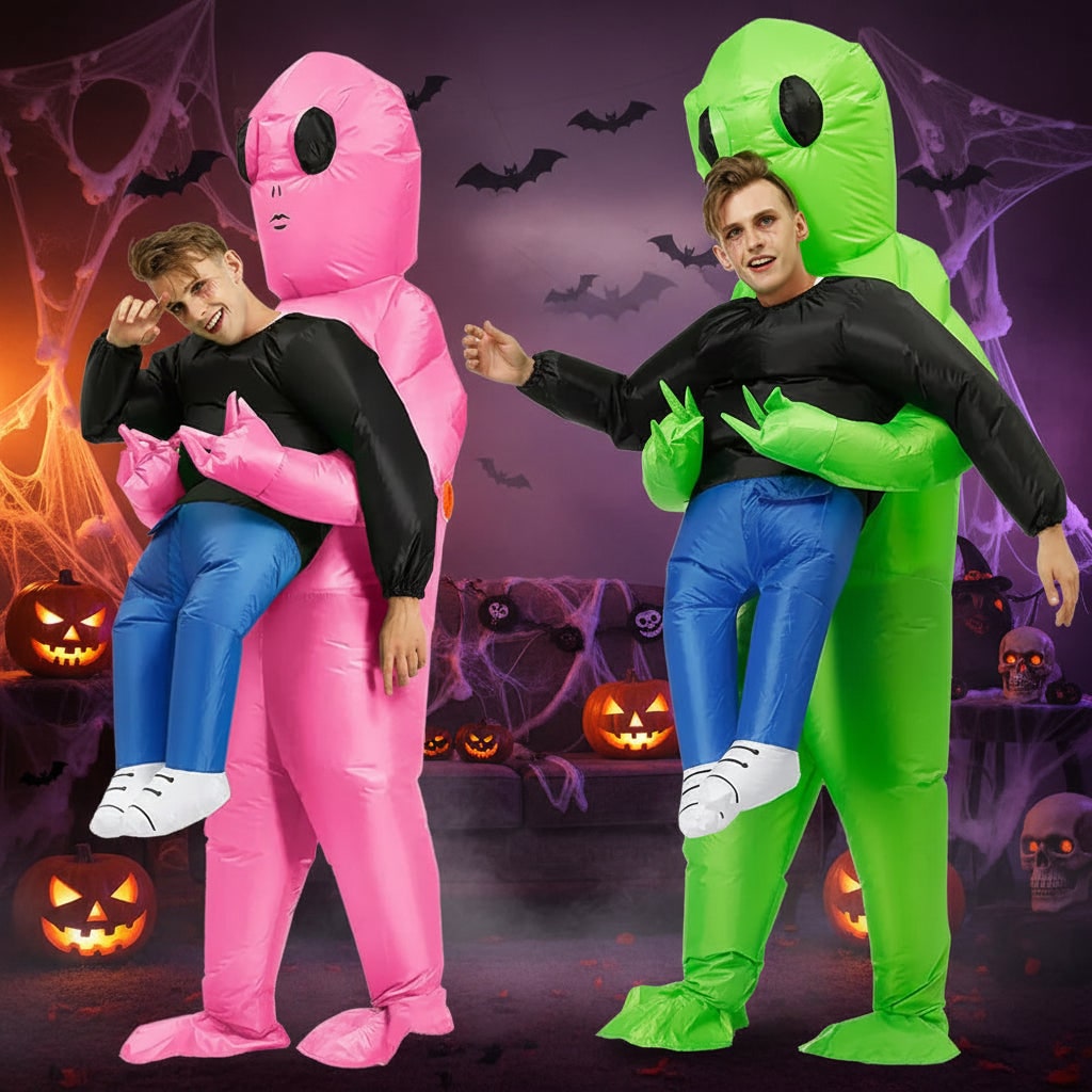 Halloween Inflatable Alien Costume with Dangling Legs and Air Blower Fan