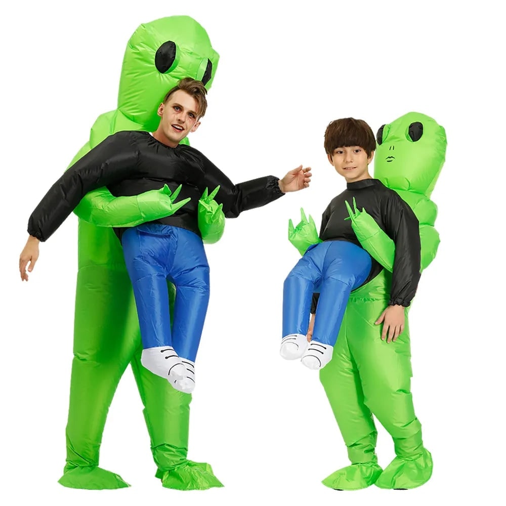 Halloween Inflatable Alien Costume with Dangling Legs and Air Blower Fan