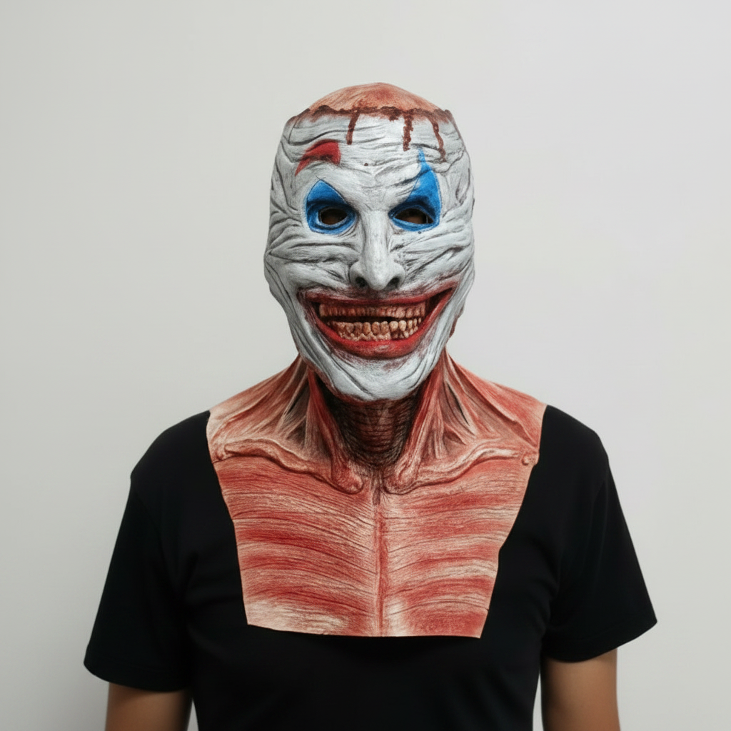 Halloween Mask Peel Off Creepy Clown and Skull Double-Layer Latex Costume
