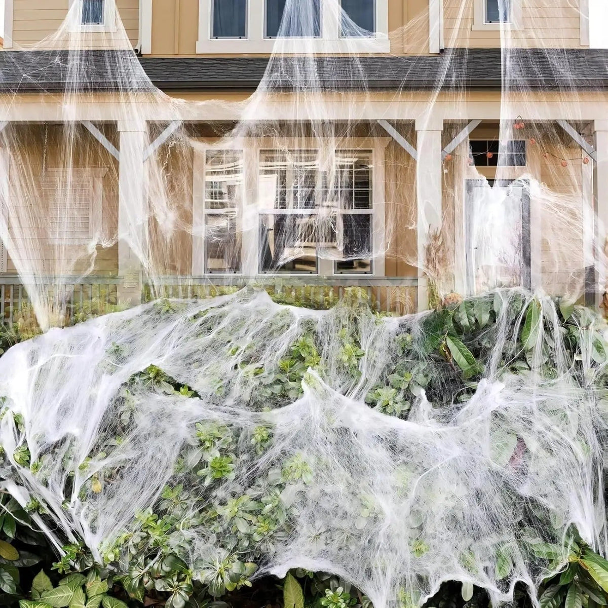 Halloween Outdoor Decoration Spider Web Giant Stretchy with Black for Yard and Party