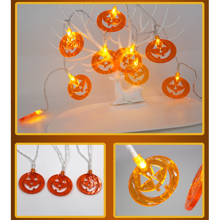 Halloween Outdoor String Lights LED Battery Operated with Pumpkin Ghost Bat Skull Eyeball Covers 10