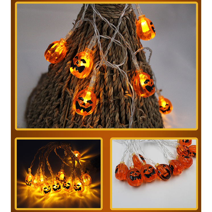 Halloween Outdoor String Lights LED Battery Operated with Pumpkin Ghost Bat Skull Eyeball Covers 10