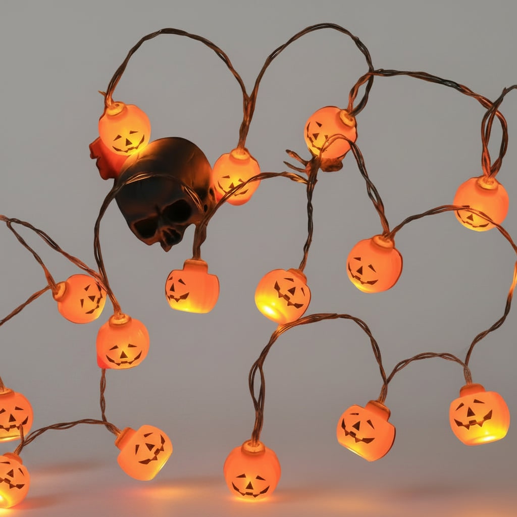Halloween Outdoor String Lights with Battery LED and Spooky Decorative Covers for Patio Party
