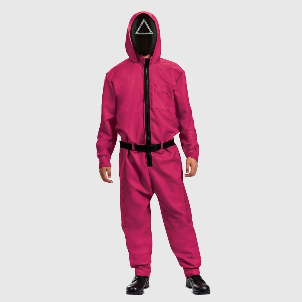 Halloween Pink Jumpsuit Costume with and Belt for Party