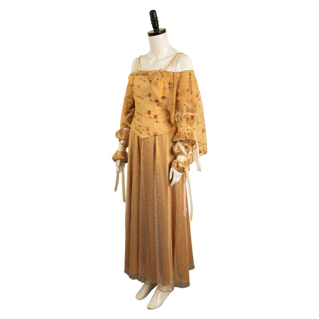 Halloween Plus Size Medieval Dress Costume with Embroidered Bodice and Glitter Tulle Skirt