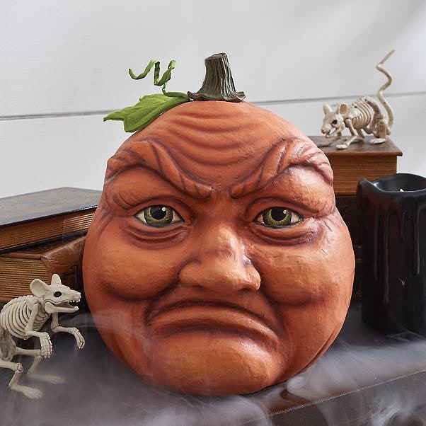 Halloween Pumpkin Decorations and Carving Props with Expressive Faces for Front Door Decor