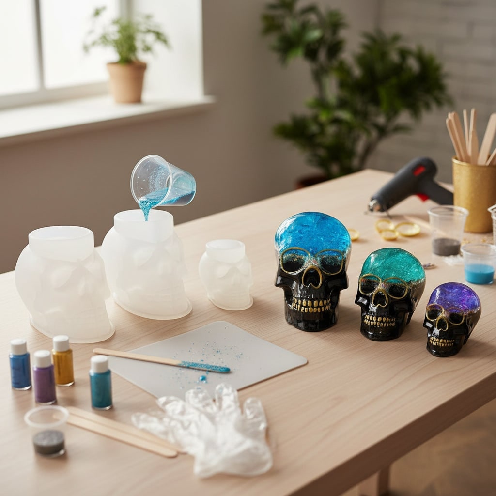 Halloween Silicone Molds for Resin and Candle Making with Skull Design for Crafting