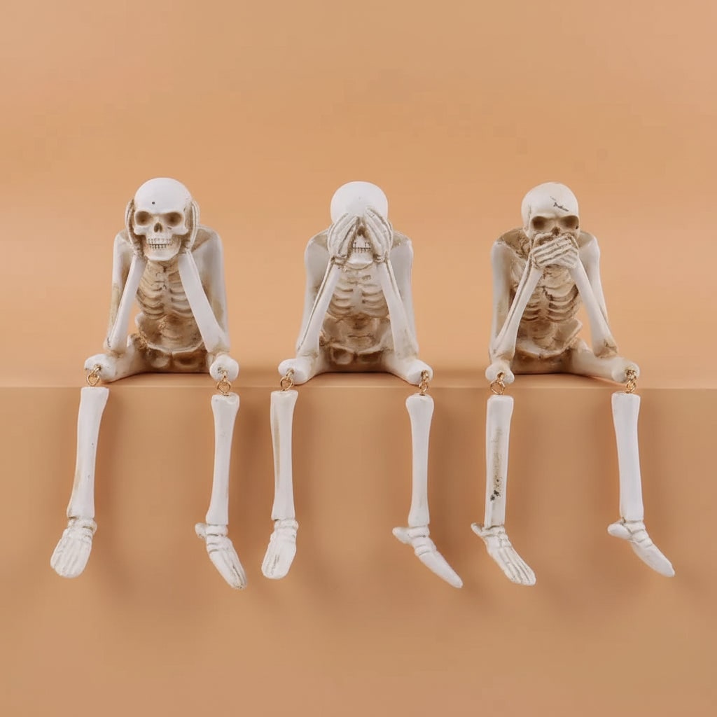 Halloween Decorations Home Decor Skeleton Shelf Sitter Set of 3 with Dangling Legs for Mantel