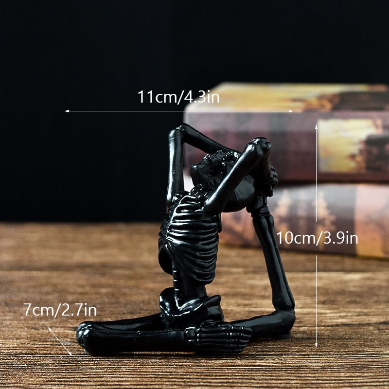 Halloween Skeleton Yoga Pose Resin Figurine Spooky Desktop Decoration