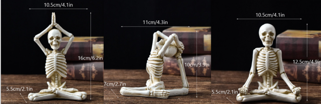 Halloween Skeleton Yoga Pose Resin Figurine Spooky Desktop Decoration