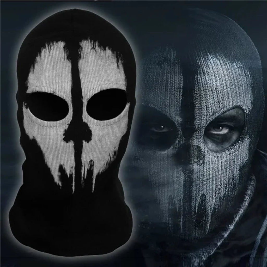 Halloween Skull Ski Mask Full Face Balaclava with Knit Black Fabric for Skiing and Winter Sports