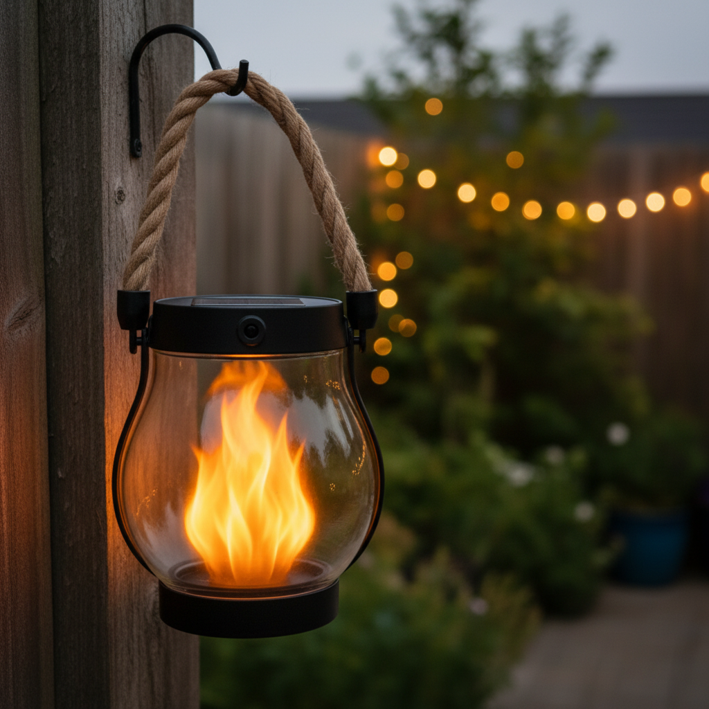 Halloween Solar Outdoor Lantern with Flickering Flame Effect for Yard Decoration