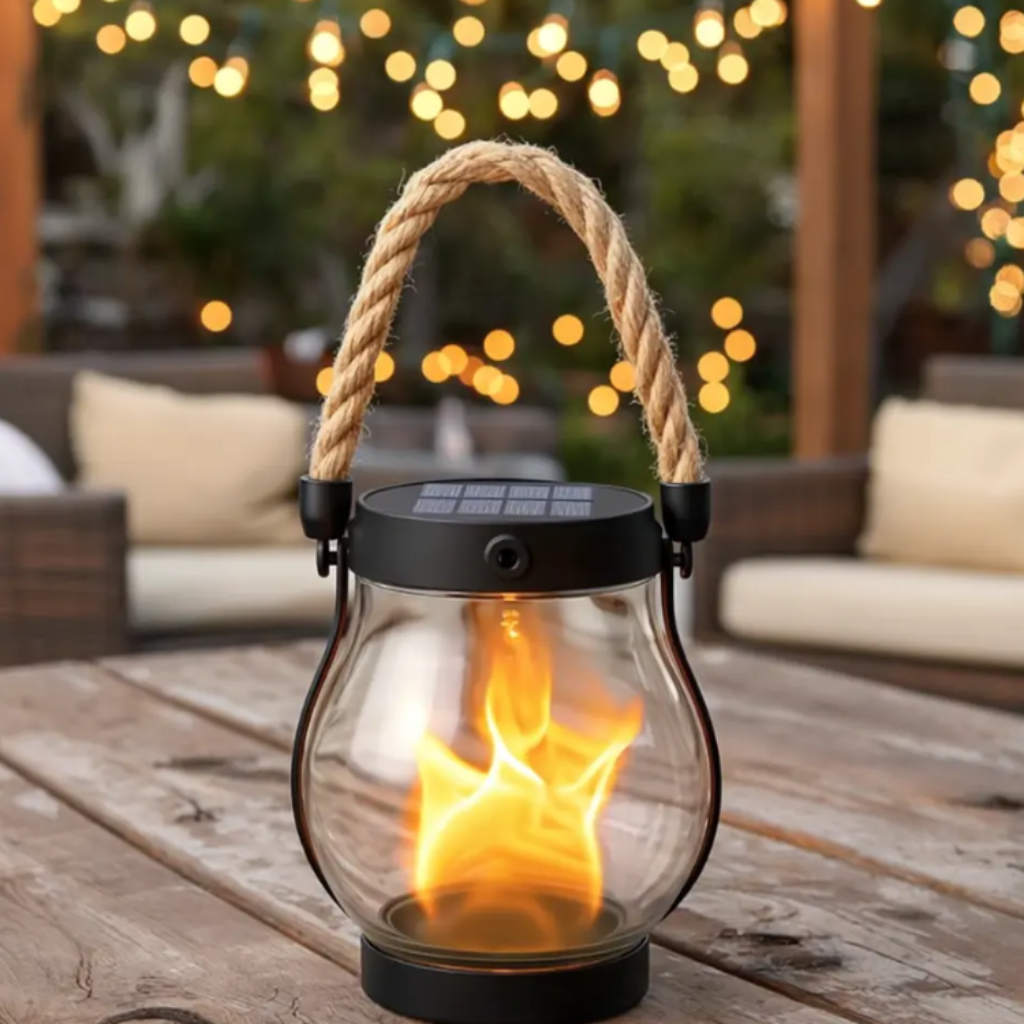 Halloween Solar Outdoor Lantern with Flickering Flame Effect for Yard Decoration