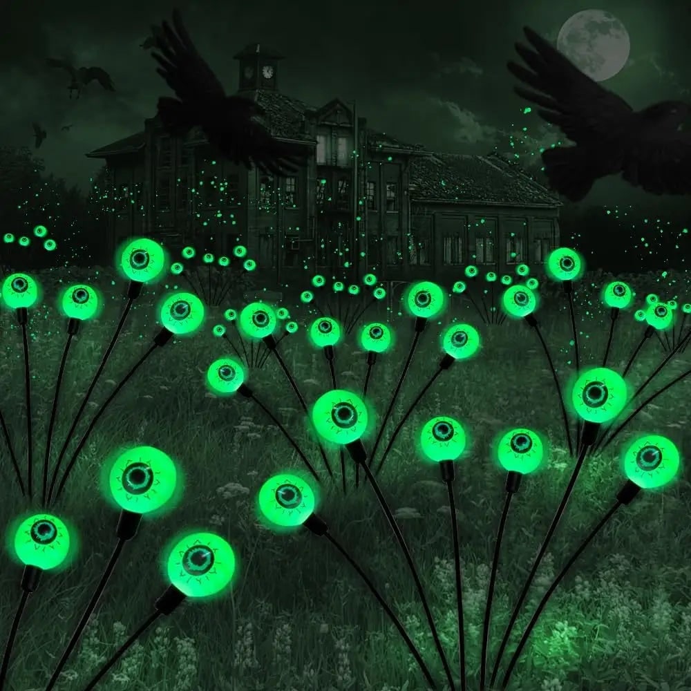 Halloween Solar Pathway and Garden Lights with LED Eyeball Stakes for Outdoor Yard Decoration