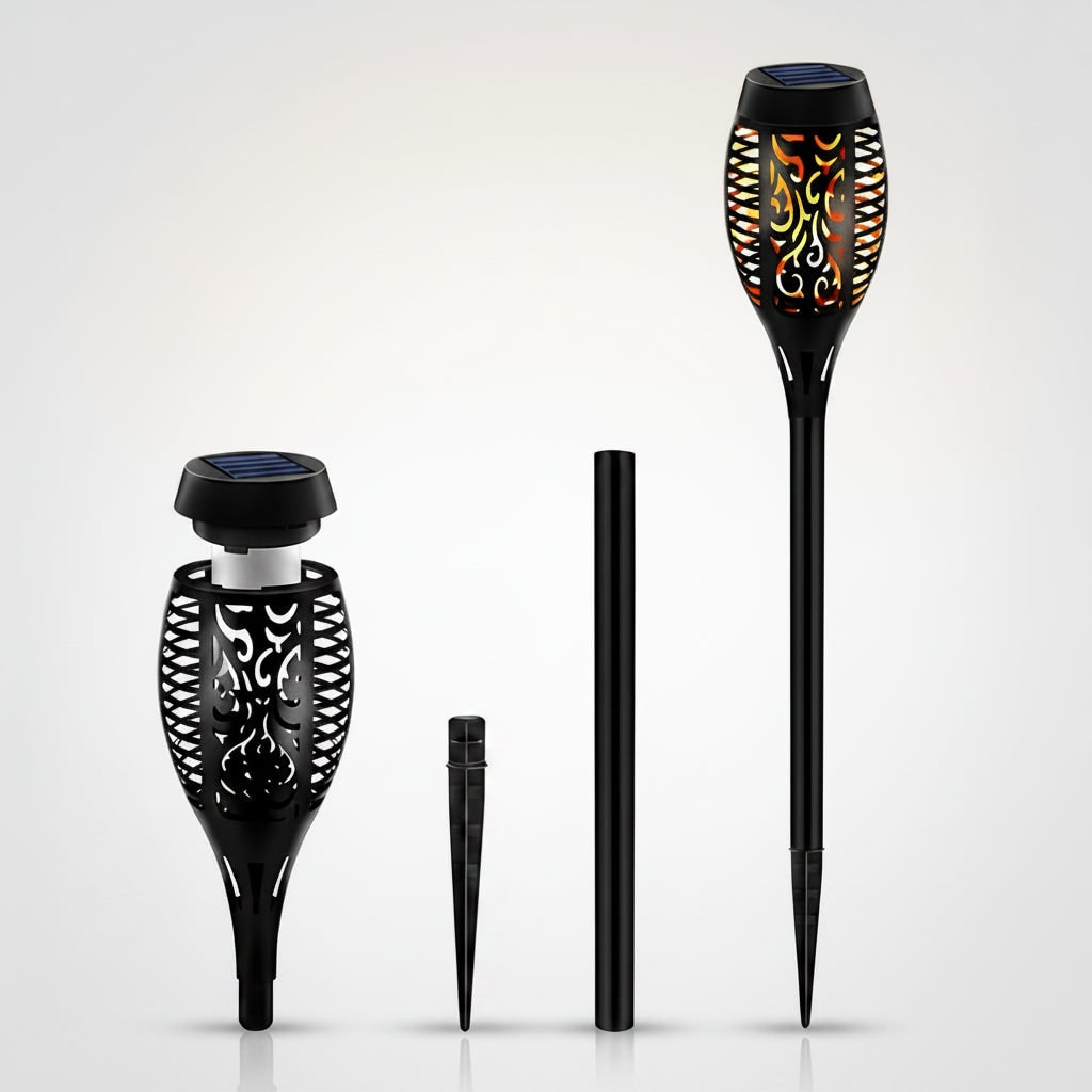 Halloween Solar Powered Outdoor Torch Lights with Flickering Flame Effect for Yard Decoration