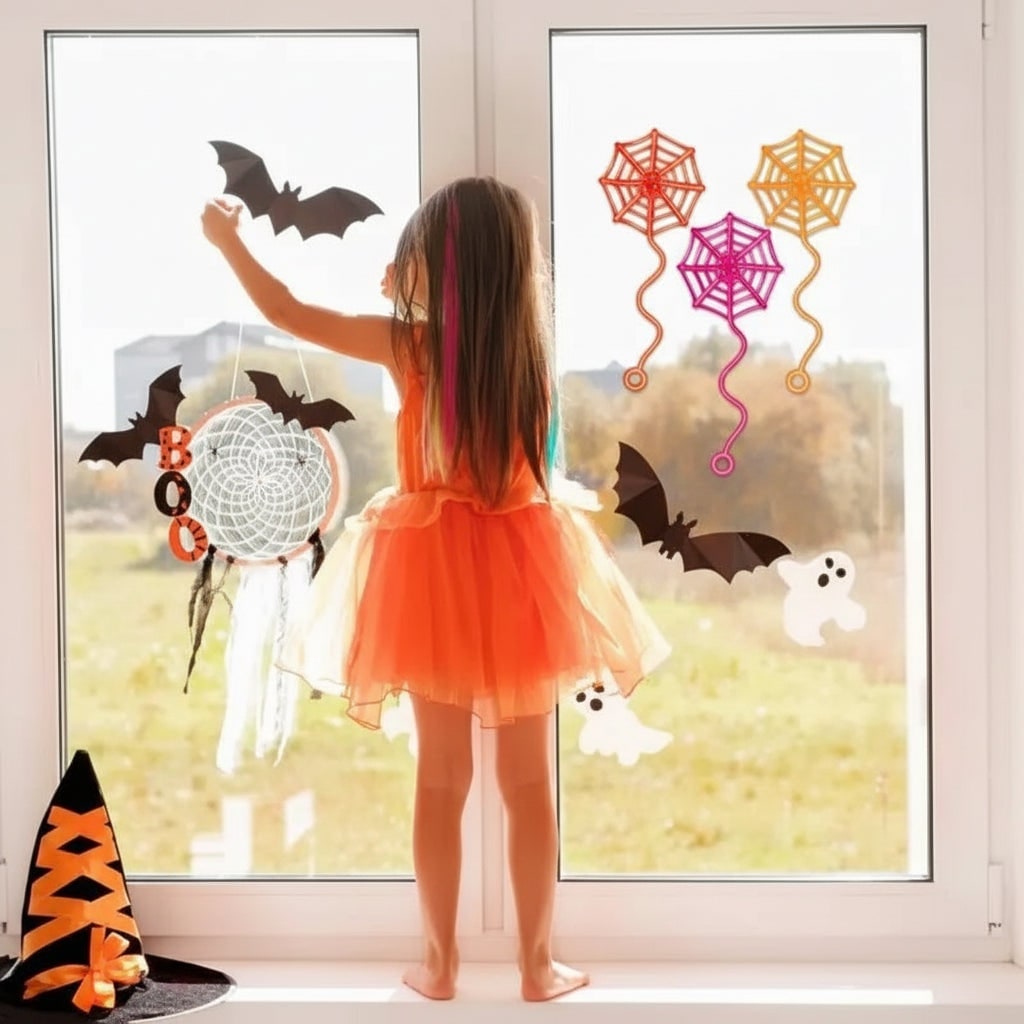 Halloween Spider Webs and Cobwebs Sticky Stretchy Decorations for Windows Walls Party Supplies