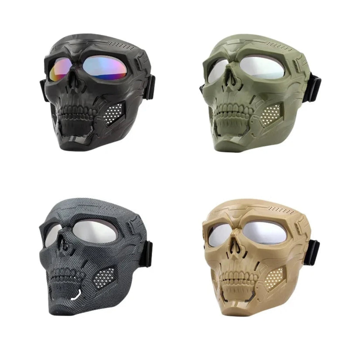 Halloween Tactical Skull Mask and Face with Protective Goggles for Cosplay Airsoft Paintball Party