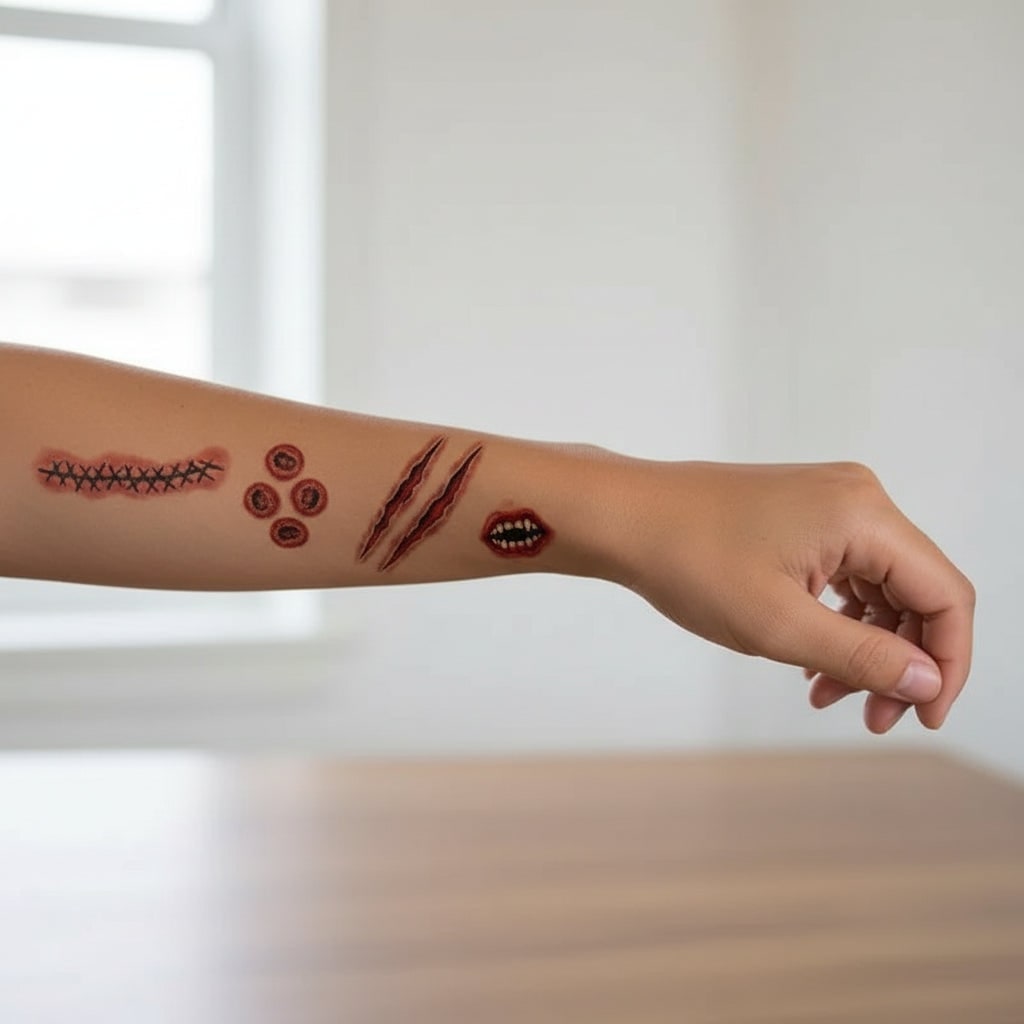 Halloween Temporary Tattoos with Realistic Wound Effects Waterproof Custom Design Sheet