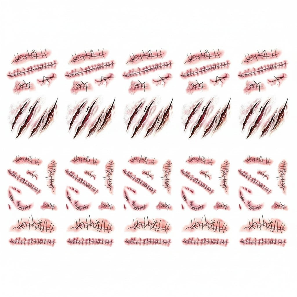 Halloween Temporary Tattoos with Realistic Wound Effects Waterproof Custom Design Sheet