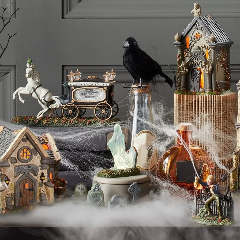 Halloween Tombstone Decorations and Miniature Figurines for Tabletop Party Decor